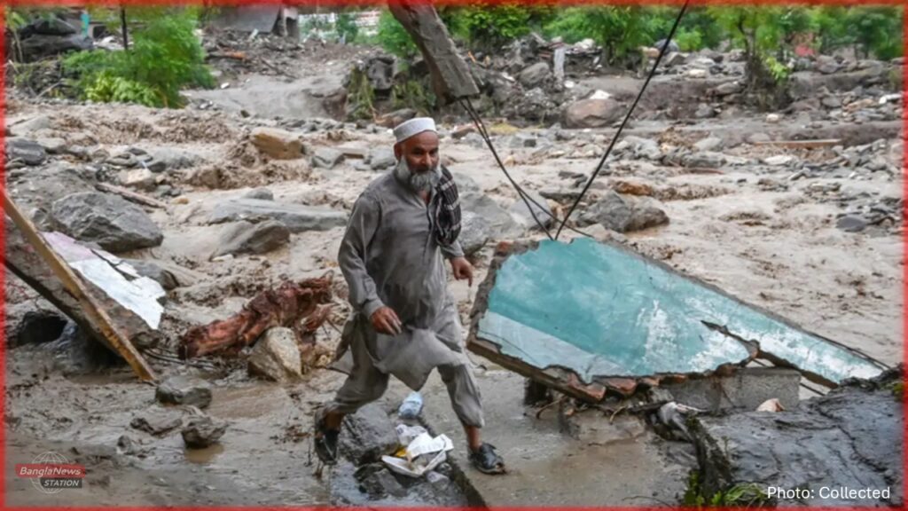 pakistan flood 2025 destruction in khyber pakhtunkhwa, houses submerged and people affected